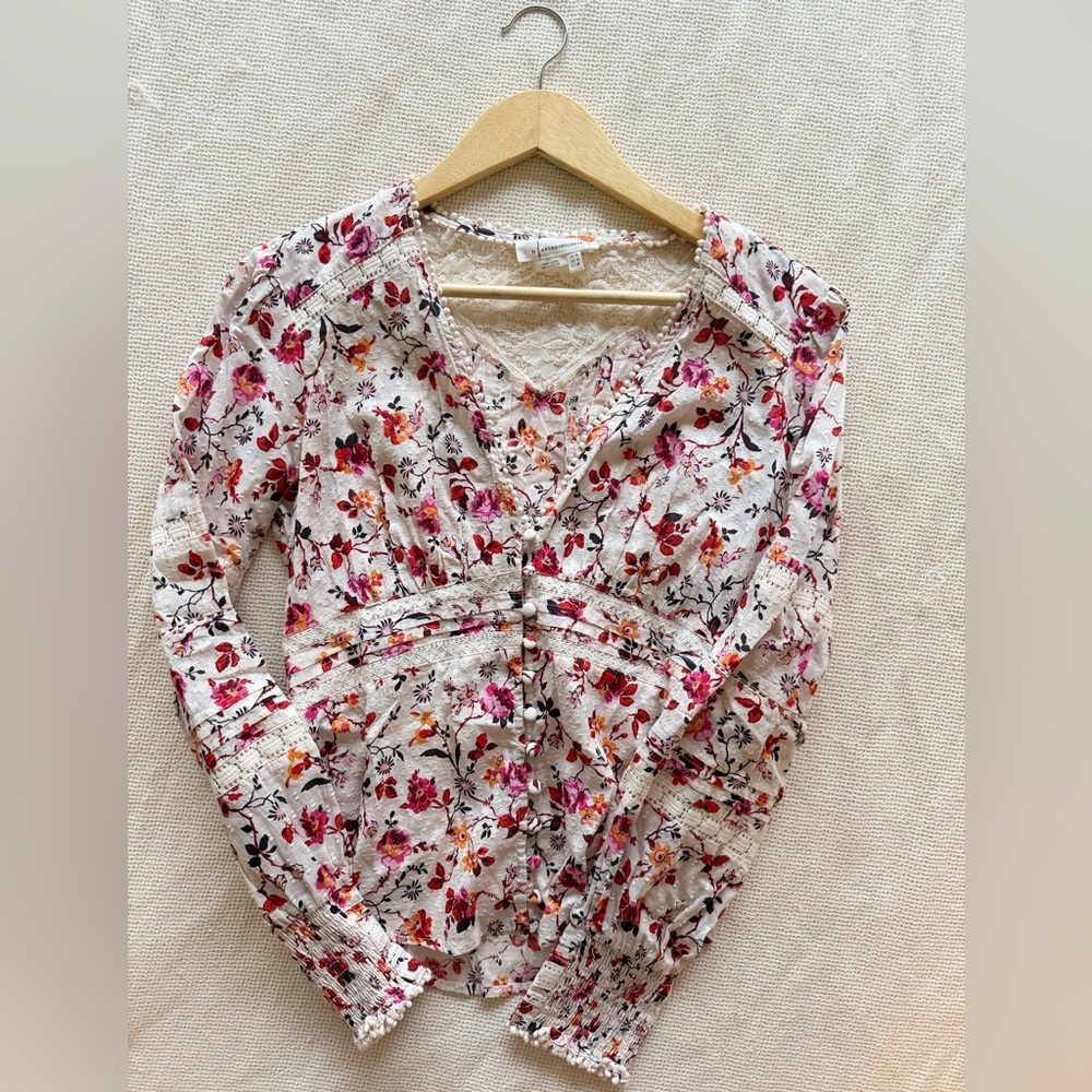 Anthropologie Floral Puff Sleeve Blouse - Picture 5 of 9
